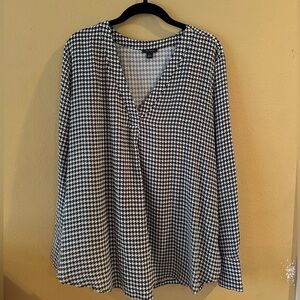 Long Sleeve Mixed Media Herringbone Top